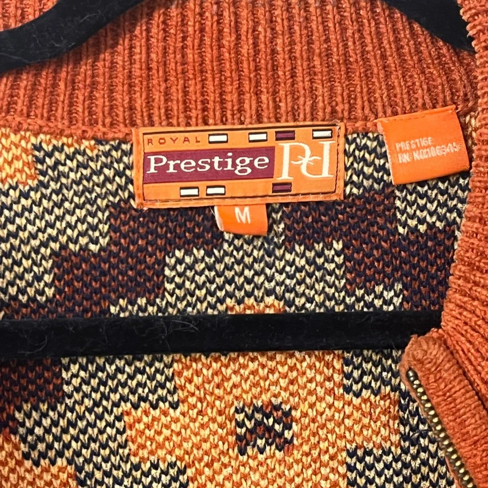 Vintage Royal Prestige Sweater Jacket | Geometric Pattern, Full Zip - Picture 7 of 7